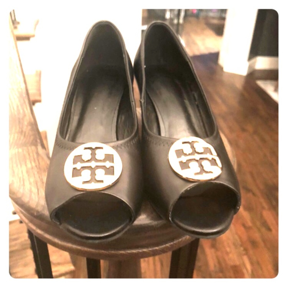 Tory Burch Peep Toe Wedges